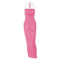 PRE ORDER - Halter ruched backless lace up solid self tie maxi dress
