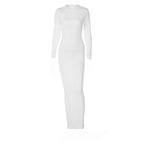 Long sleeve solid round neck maxi dress
