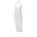 Sleeveless solid hollow out slit self tie backless midi dress