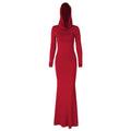Hoodie long sleeve ruched solid maxi dress