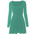 Square neck long sleeve solid lace up 2-way mini dress