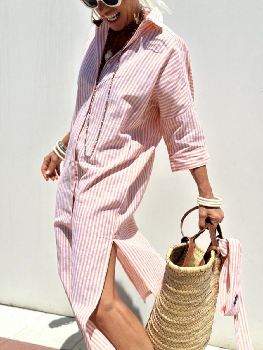 Gloria Aesthetic Striped Shirt Dress Statement Occasion Edit