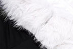 Fluffy contrast slit backless zip-up tube midi dress