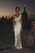 Tamara Elevated Cowlies Backless Satin Maxi Dress Chic Silhouette Collection
