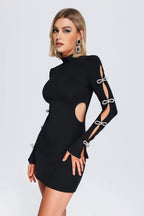 Diamante Bows Cutout Mini Bandage Dress