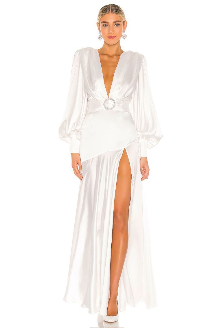 Tatiana Effortless V Neck Belted Slit Maxi Dress Premium Wardrobe Essential