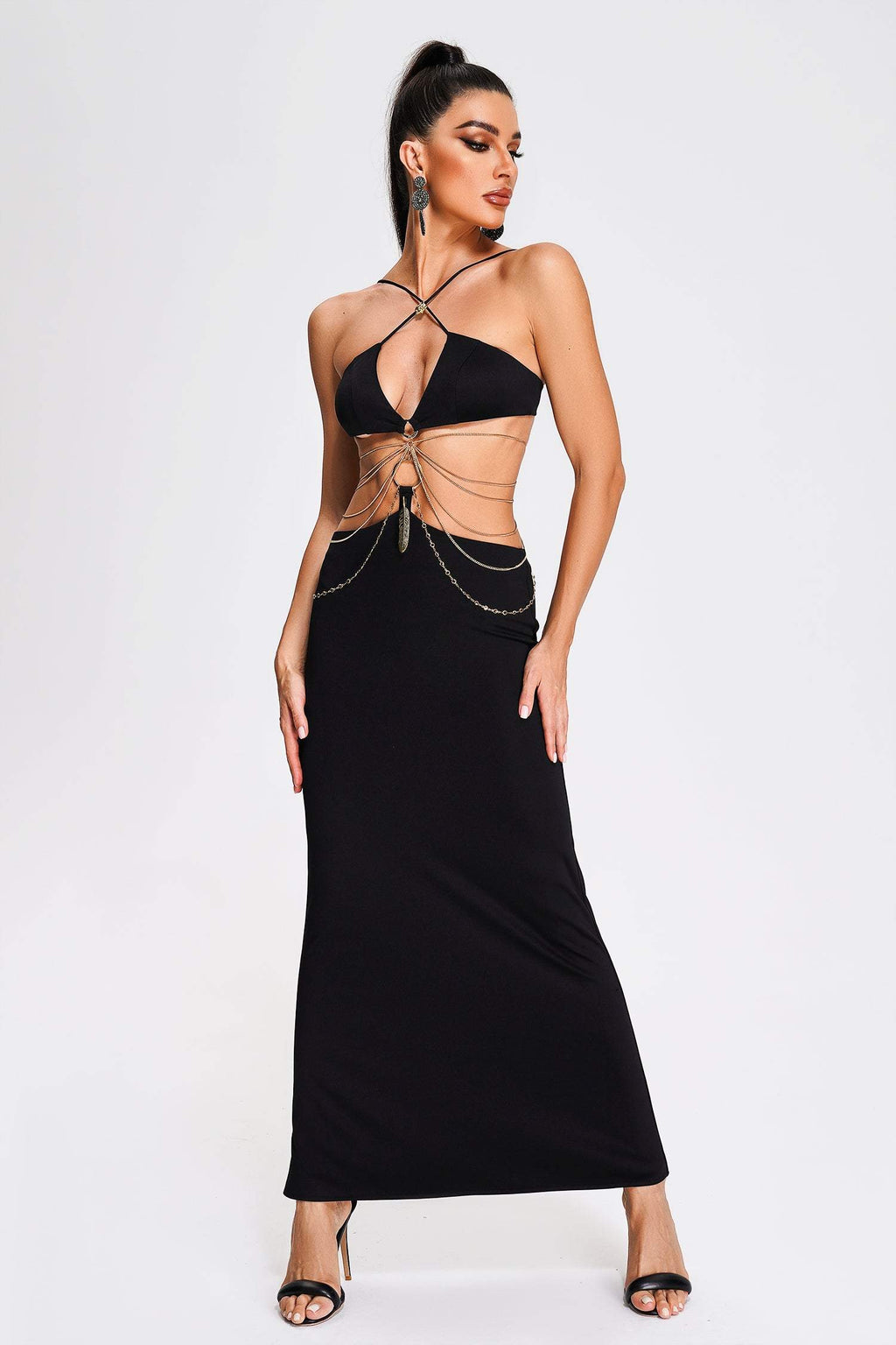 Cutout Halter Maxi Dress