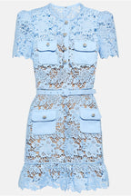Noelia Aesthetic Lace Mini Dress with Floral Embroidery Statement Occasion Edit