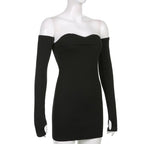 Sleeveless solid lace hem gloves tube dress