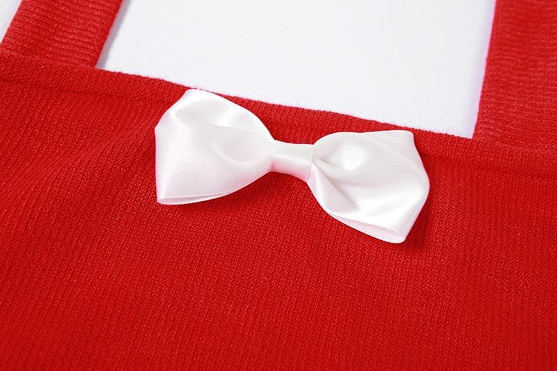 Solid halter bowknot applique slit gloves midi dress