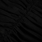 Ruched long sleeve cross front sheer mesh see through mini dress