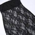 Lace see through solid slit backless tube dress - Final Sale