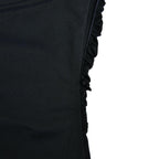 Flower applique solid one shoulder ruched zip-up maxi dress