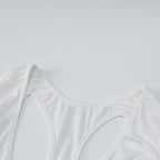 Hollow out long sleeve solid gloves u neck maxi dress