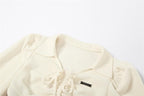 Drawstring turnover collar long sleeve contrast mini dress