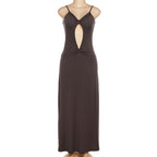 Hollow out backless sweetheart neck sleeveless ruched cami dress
