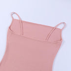 Sleeveless solid ribbed cowl neck backless ruffle maxi dress