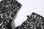 Glitter hollow out high neck button sleeveless mini dress