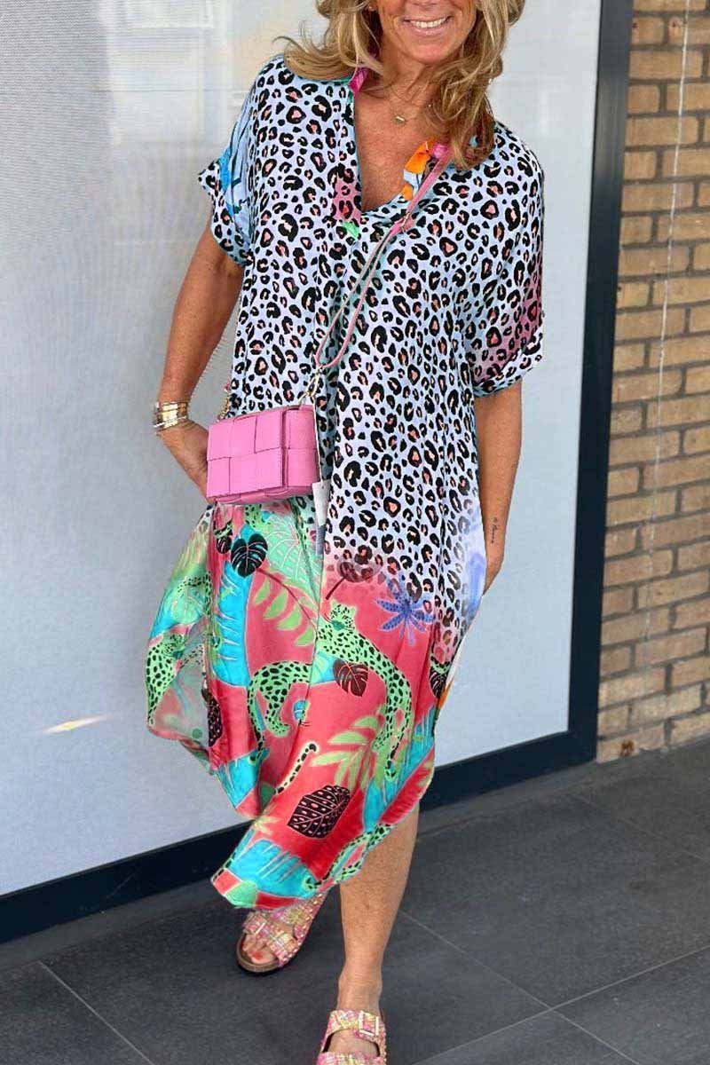 Sierra Statement Leopard Print Short Sleeve Informal Dress Chic Silhouette Collection