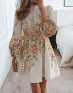 Teodora Statement Printed Mini Dress with Button Placket Evening Wear Edit