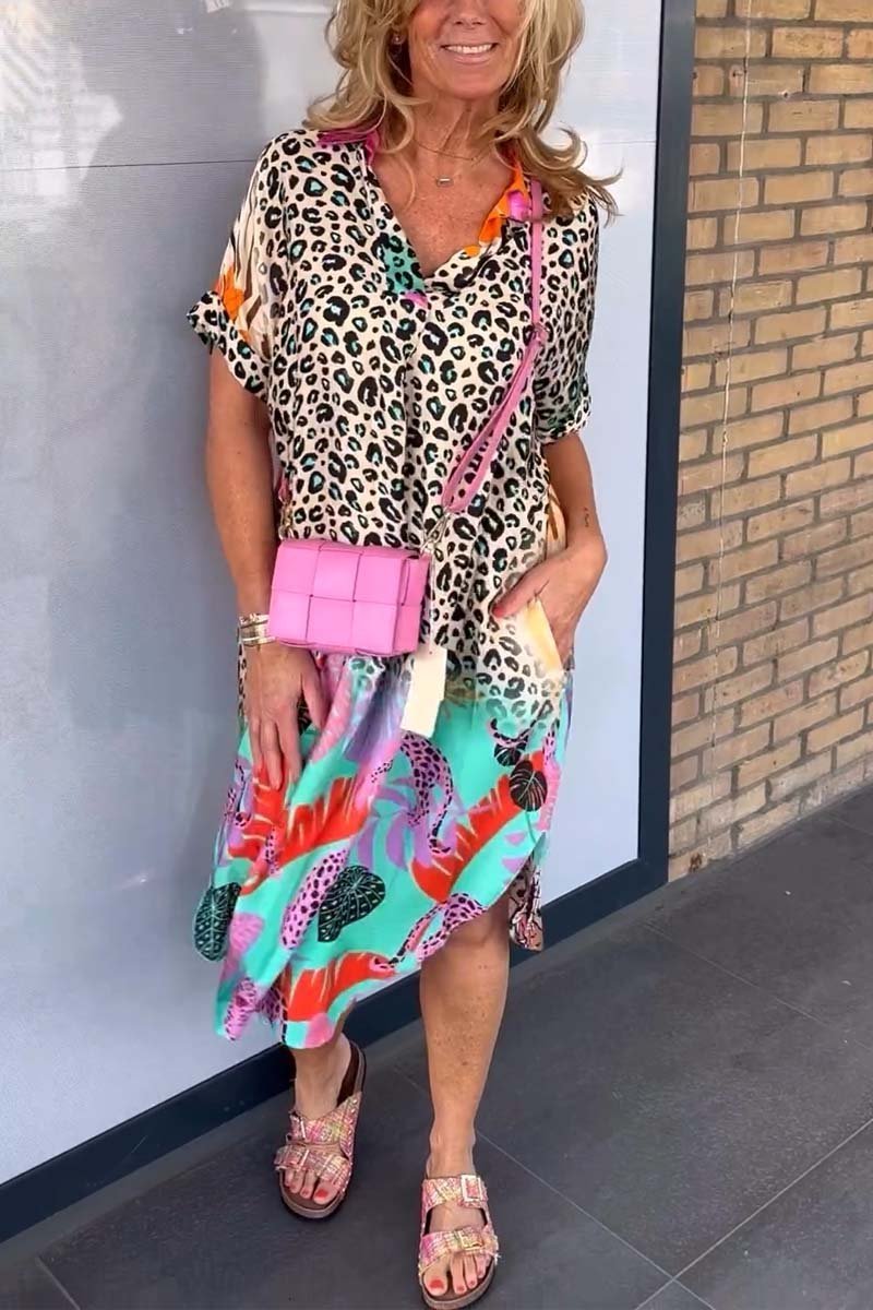 Sierra Statement Leopard Print Short Sleeve Informal Dress Chic Silhouette Collection