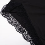 Lace hem solid off shoulder long sleeve mini dress