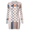 Long sleeve crewneck striped contrast mini dress