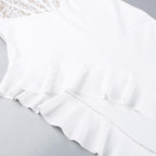 Lace contrast corset sweetheart neck ruffle irregular cami maxi dress