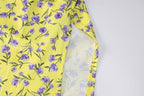 Flower pattern halter cowl neck slit self tie backless midi dress