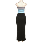 Contrast print sleeveless backless maxi dress