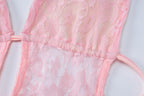 PRE ORDER - Halter v neck backless lace self tie hollow out mini dress