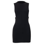 Round neck hollow out sleeveless mini dress