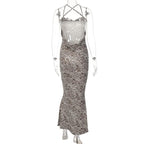 Corss back sleeveless contrast cowl neck backless midi dress