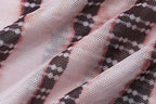 Long sleeve striped print sheer mesh crewneck ruffle mini dress