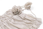 Flower applique one shoulder irregular ruched mini dress
