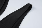 Sleeveless low cut hollow out solid backless maxi dress