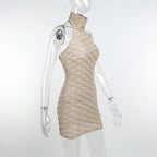 High neck open back bodycon dress