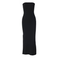 Slit backless solid sleeveless tube midi dress