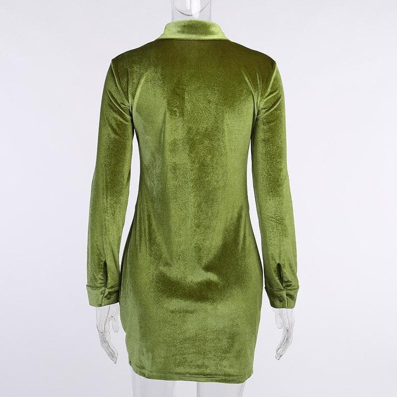 Button-through turnover collar ruched dress - Final Sale
