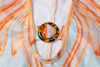 Contrast print o ring v neck long sleeve maxi dress