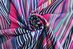 Contrast striped print turnover collar v neck sleeveless mini dress