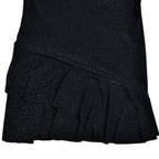 Textured v neck ruffle irregular long flared sleeve mini dress