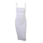 Cowl neck solid cami midi dress