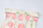 Contrast flower print backless tube dress