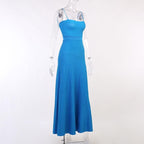 Sleeveless solid knitted backless cami midi dress - Final Sale