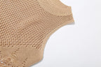 Crochet solid sleeveless see through round neck maxi dress