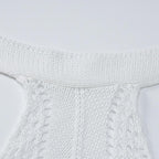 Crochet solid backless sleeveless halter self tie mini dress