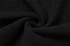 High neck hollow out pearl chain irregular long sleeve dress