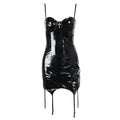 Sweetheart neck PU leather zip-up cami mini dress | victorian gothic dresses