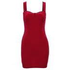 Velvet solid sleeveless sweetheart neck lace hem mini dress